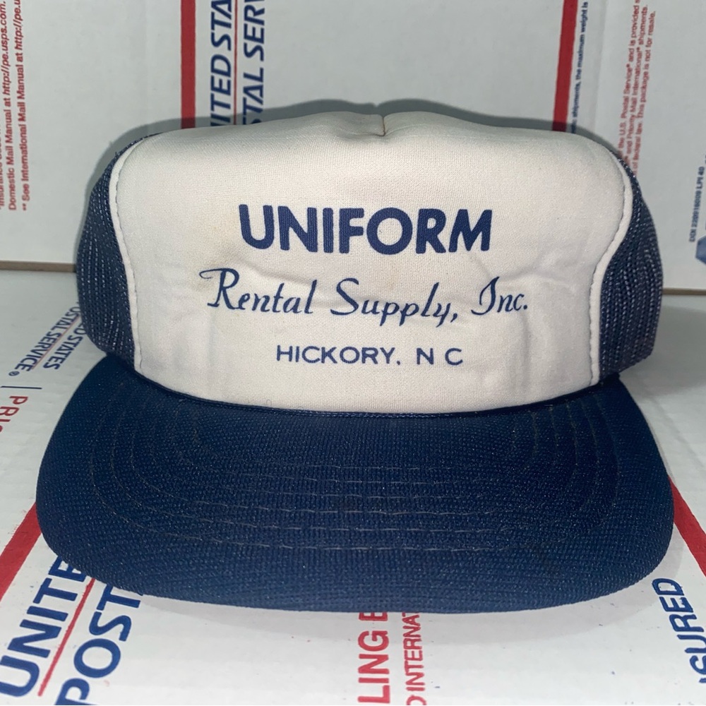 UNIFORM rental supply inc. hickory NC North Carolina vintage trucker Hat cap 🧢